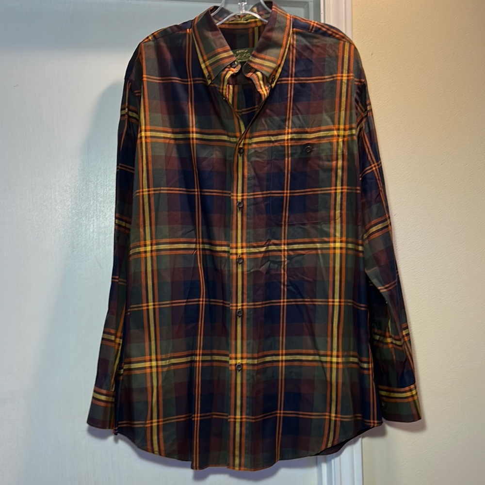 Orvis Signature Collection 100% Cotton Men’s Plaid Sz Large Multi Colored Shirt